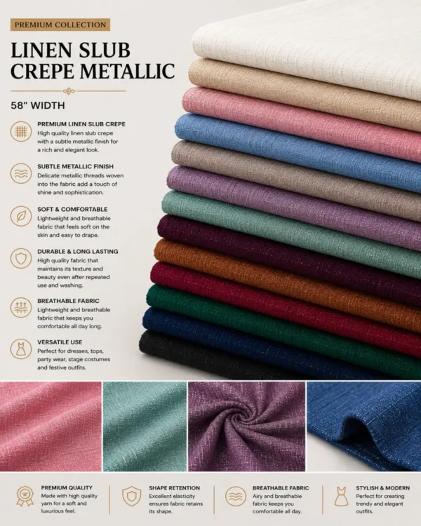 Linen Slub Crepe Metallic